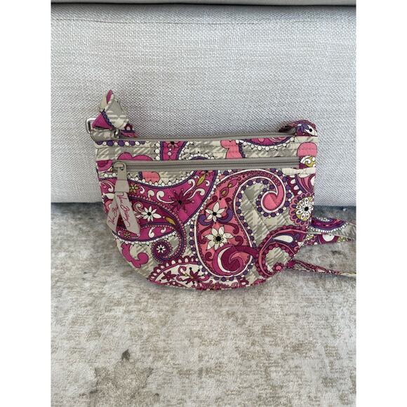 Vera Bradley Crossbody Purse in Paisley Meets Plaid Shoulder Bag Pink, Gray EUC - Picture 6 of 8
